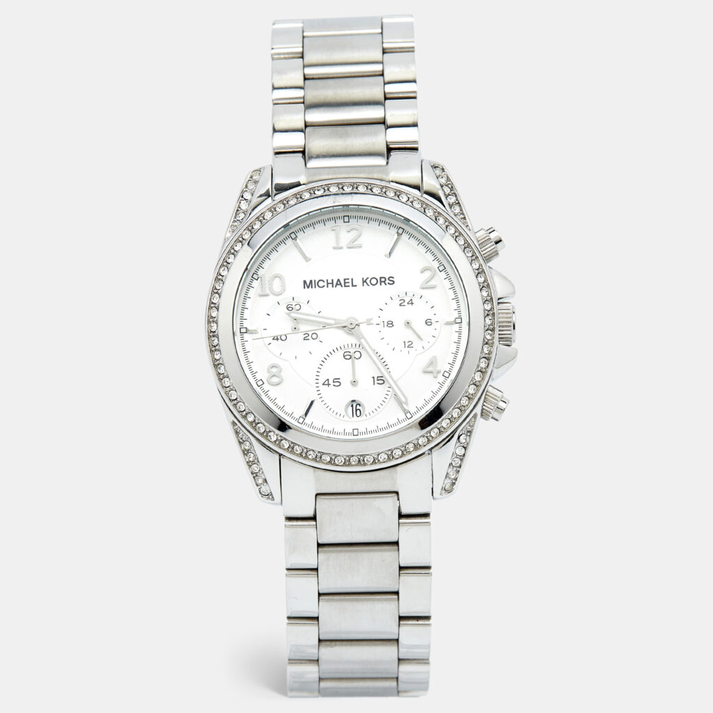 luxury-women-michael-kors-used-watches-p1072243-011 Michael Kors Silver Stainless Steel Crystal Blair MK5165 Women's Wristwatch 39 mm