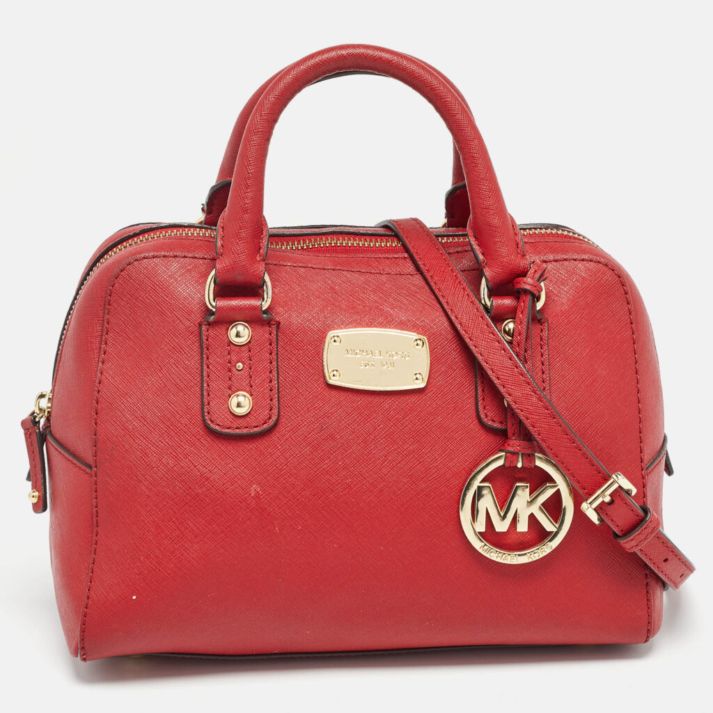 luxury-women-michael-michael-kors-used-handbags-p1022701-026 MICHAEL Michael Kors Red Leather Satchel