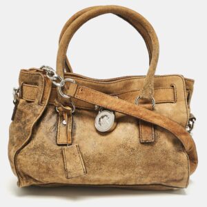 MICHAEL Michael Kors Tan/Black Alcantara East/West Hamilton Satchel