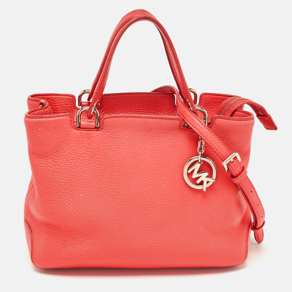 luxury-women-michael-michael-kors-used-handbags-p1087267-029 MICHAEL Michael Kors Red Soft Leather Anabelle Mid Zip Tote