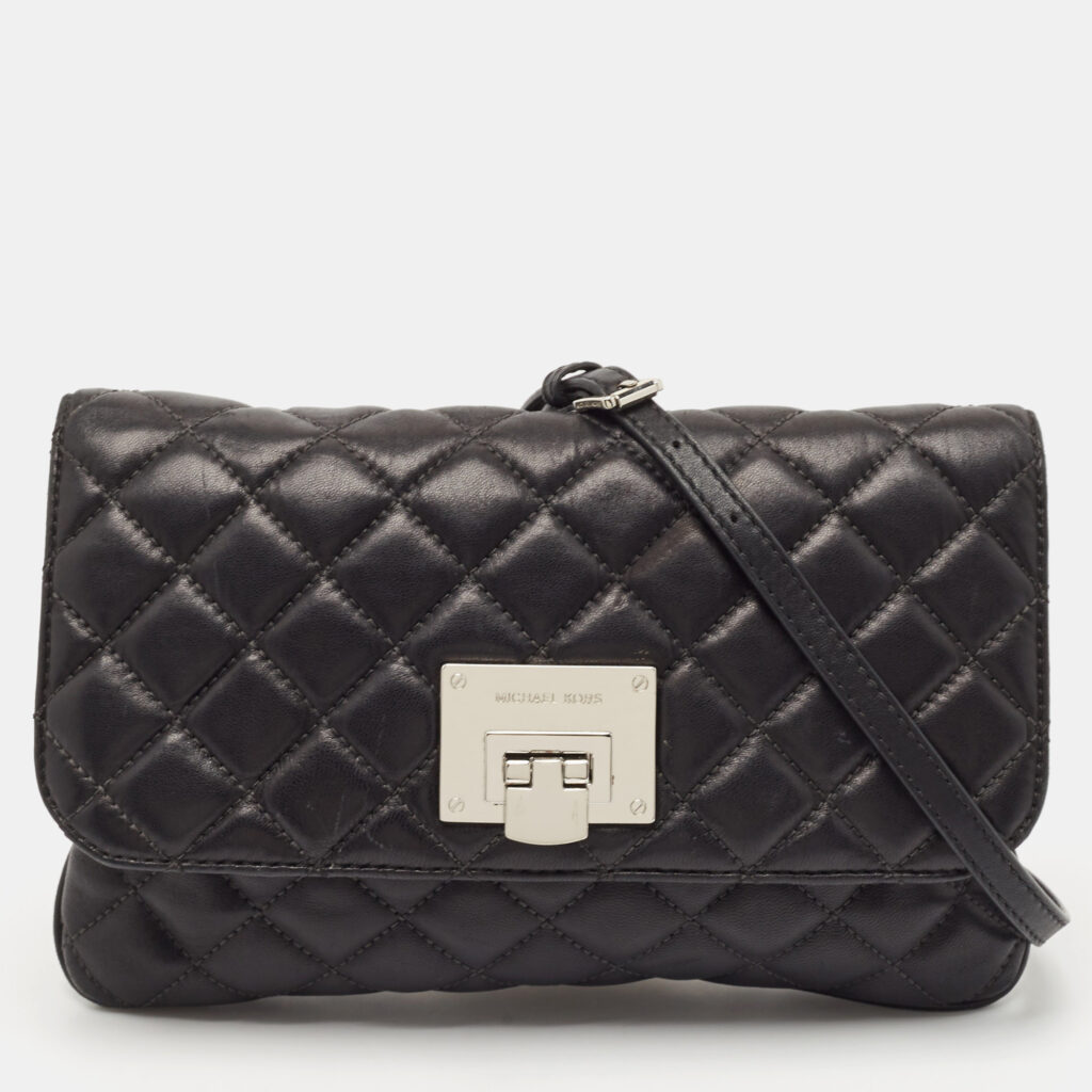 luxury-women-michael-michael-kors-used-handbags-p1115997-013 MICHAEL Michael Kors Black Quilted Leather Crossbody Bag