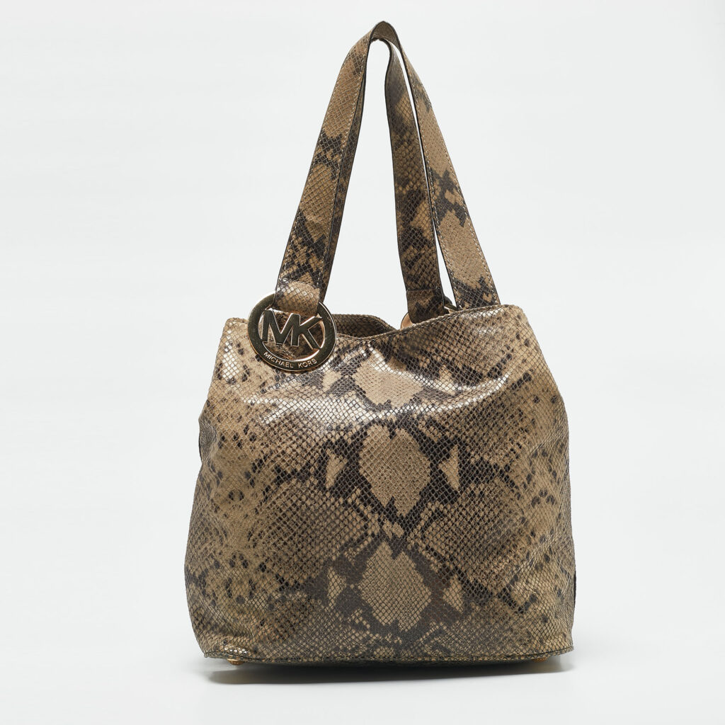 luxury-women-michael-michael-kors-used-handbags-p1134815-001 MICHAEL Michael Kors Beige Python Effect Suede Fulton Tote