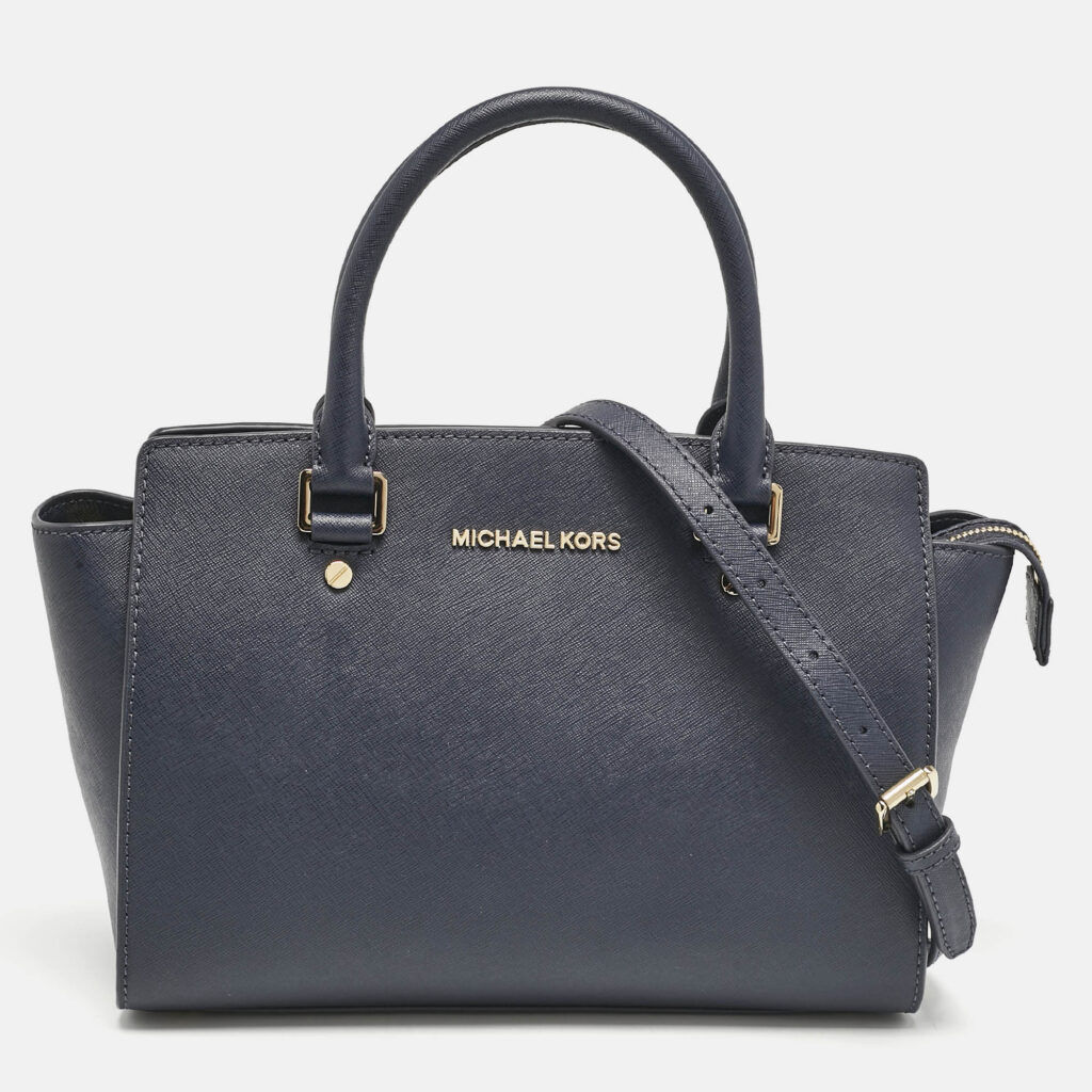 luxury-women-michael-michael-kors-used-handbags-p1144366-012.jpg MICHAEL Michael Kors Navy Blue Leather Medium Selma Satchel