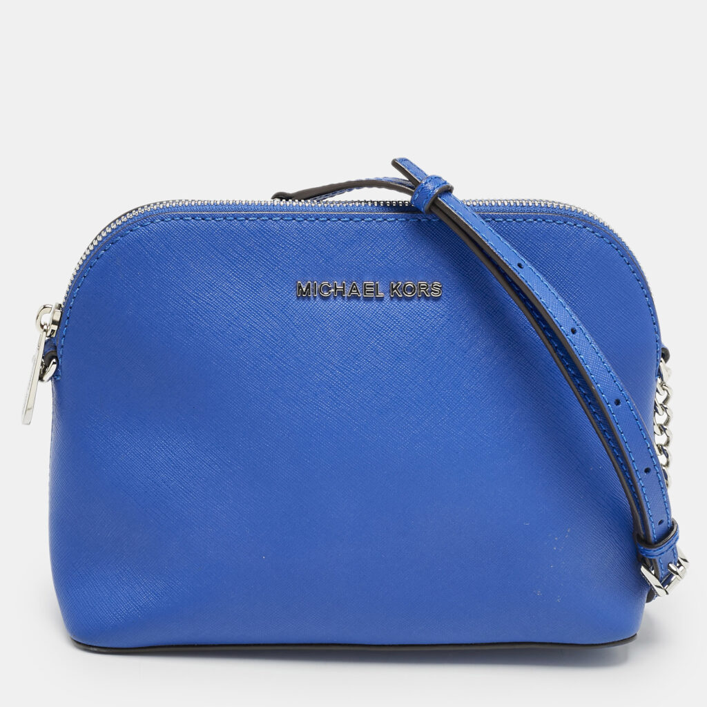 luxury-women-michael-michael-kors-used-handbags-p1161319-001 MICHAEL Michael Kors Blue Leather Cindy Dome Crossbody Bag