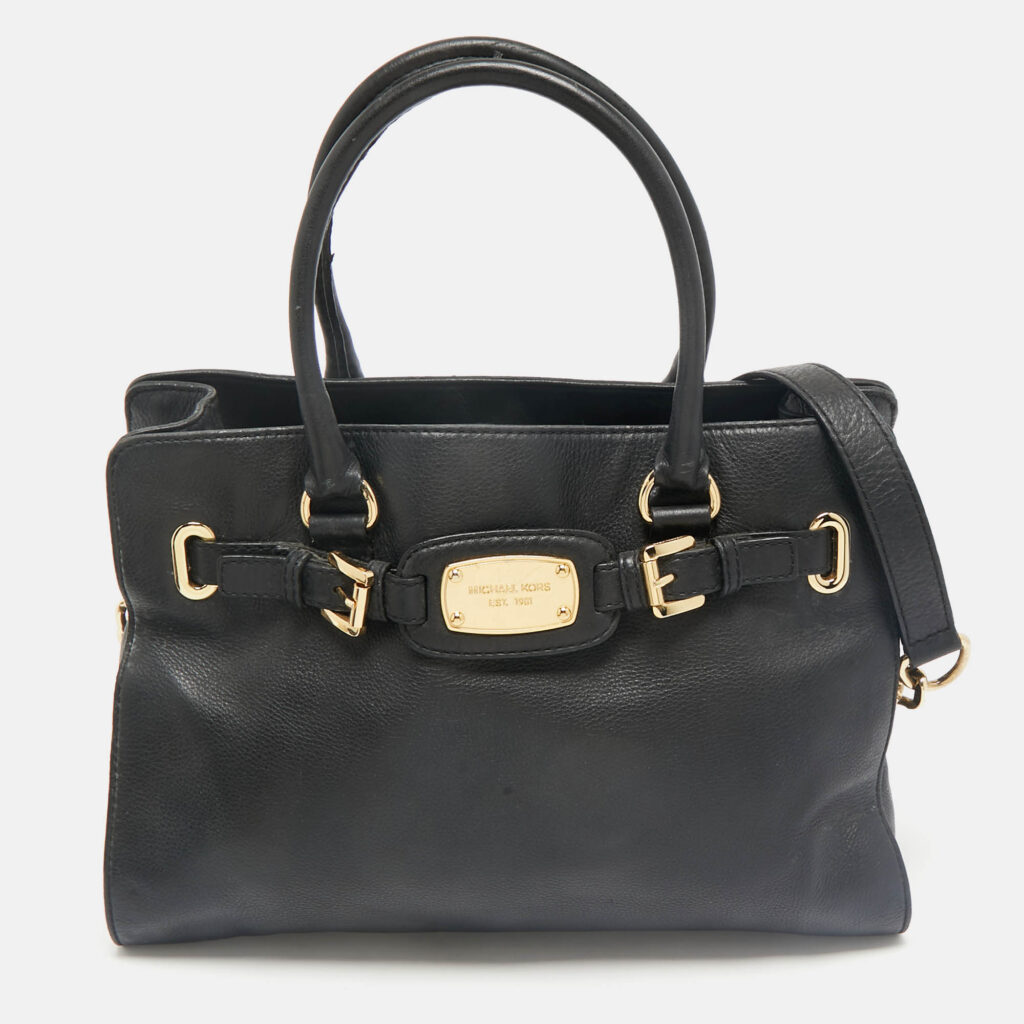 luxury-women-michael-michael-kors-used-handbags-p1163619-013 MICHAEL Michael Kors Black Leather East West Hamilton Tote