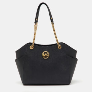 michael michael kors black saffiano leather jet set travel chain shoulder bag