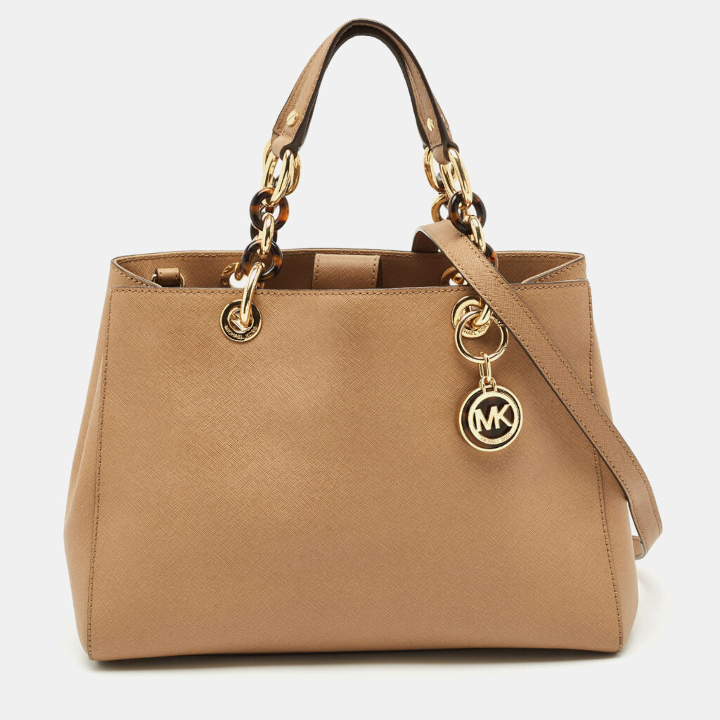 luxury-women-michael-michael-kors-used-handbags-p1166502-012 MICHJAEL Michael Kors Brown Leather Medium Cynthia Tote
