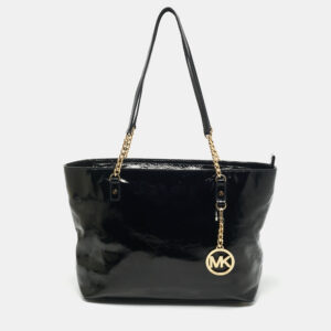 MICHAEL Michael Kors Black Patent Leather Jet Set Chain Tote
