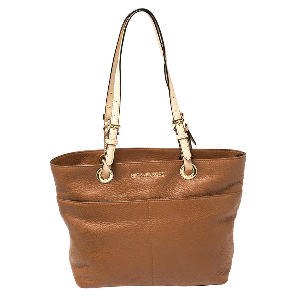 luxury-women-michael-michael-kors-used-handbags-p387396-011 MICHAEL Michael Kors Brown/Beige Leather Bedford Tote