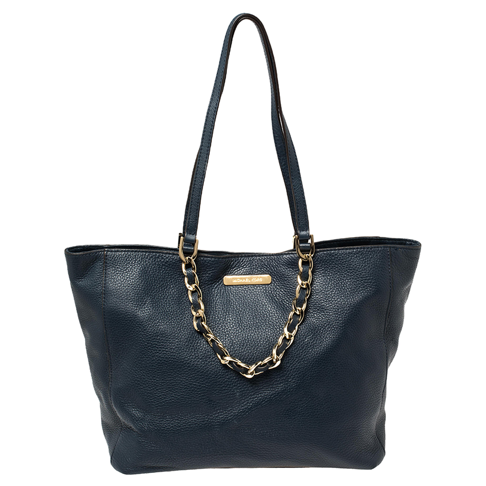luxury-women-michael-michael-kors-used-handbags-p387746-002 Michael Michael Kors Navy Blue Leather Harper Tote