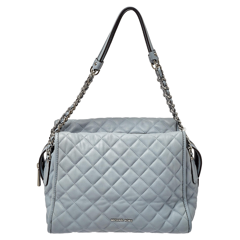 luxury-women-michael-michael-kors-used-handbags-p407993-011 MICHAEL Michael Kors Blue Quilted Leather XL Rachel Satchel