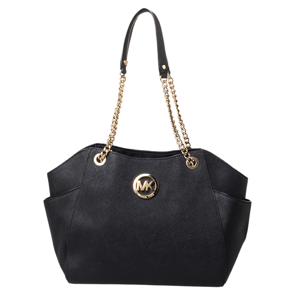 luxury-women-michael-michael-kors-used-handbags-p467368-009 MICHAEL Michael Kors Black Leather Jet Set Tote