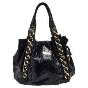MICHAEL Michael Kors Black Python Embossed Leather Tote