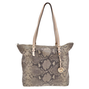 MICHAEL Michael Kors Khaki/Black Python Effect Leather Tote