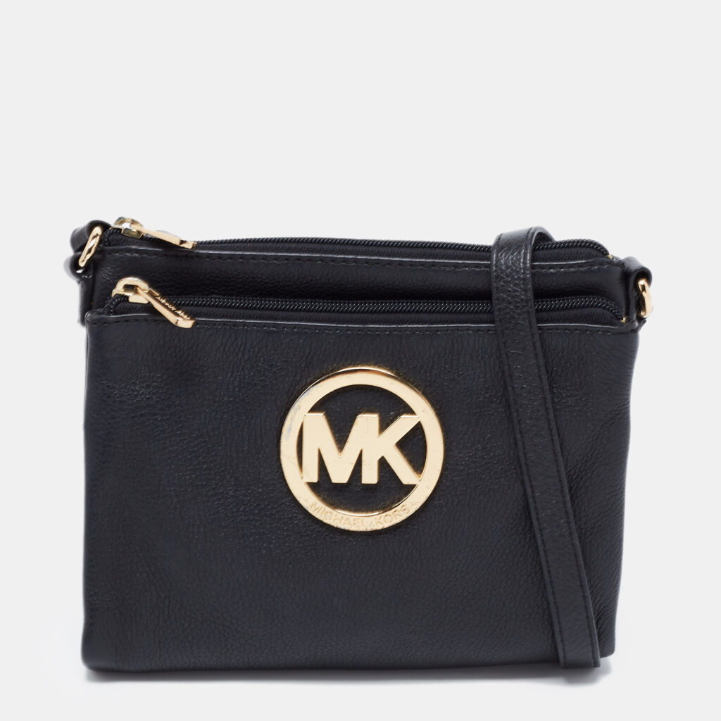 luxury-women-michael-michael-kors-used-handbags-p726874-002 MICHAEL Michael Kors Black Leather Fulton Crossbody Bag