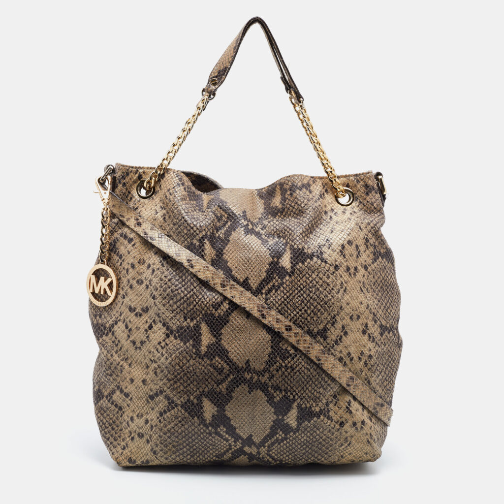luxury-women-michael-michael-kors-used-handbags-p778960-013 MICHAEL Michael Kors Beige Snakeskin Embossed Leather Cynthia Shoulder Bag