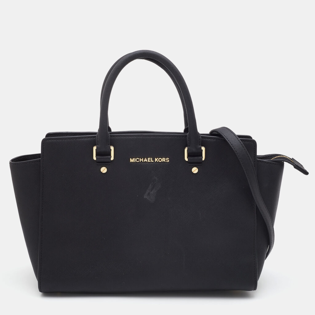 luxury-women-michael-michael-kors-used-handbags-p803628-012 MICHAEL Michael Kors Black Leather Selma Satchel