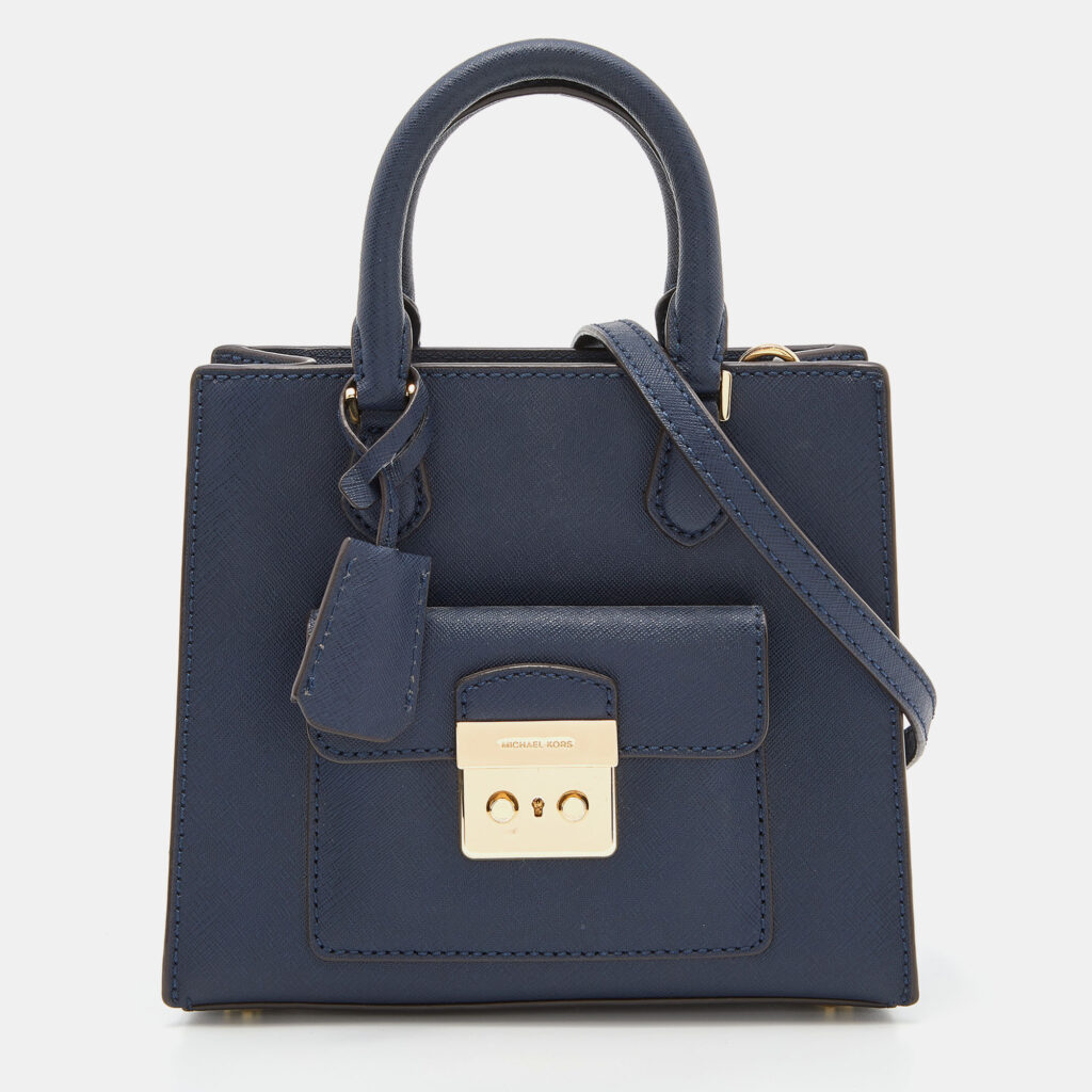 luxury-women-michael-michael-kors-used-handbags-p834593-012 MICHAEL Michael Kors Blue Leather Mini Bridgette Tote