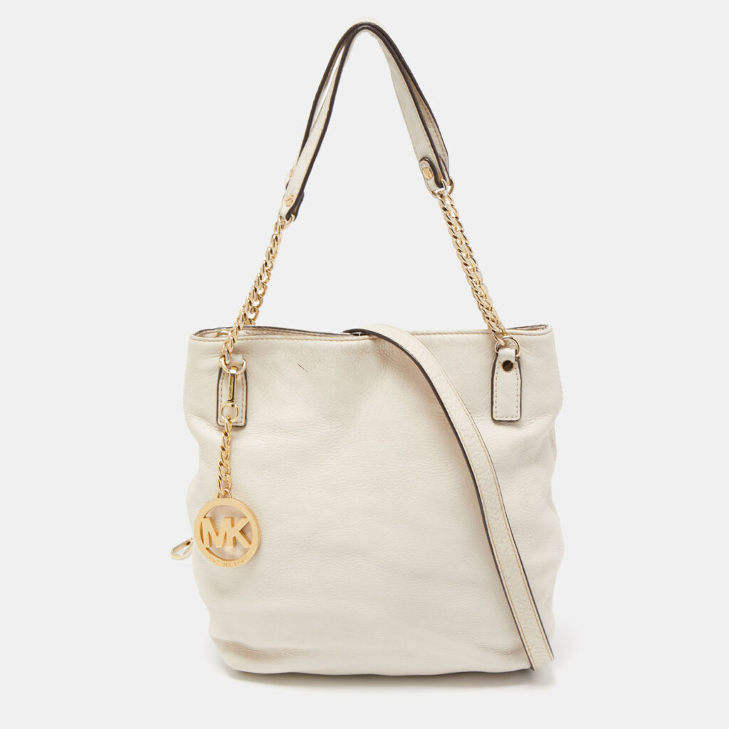 luxury-women-michael-michael-kors-used-handbags-p858718-014 MICHAEL Michael Kors Off White Leather Charm Shoulder Bag