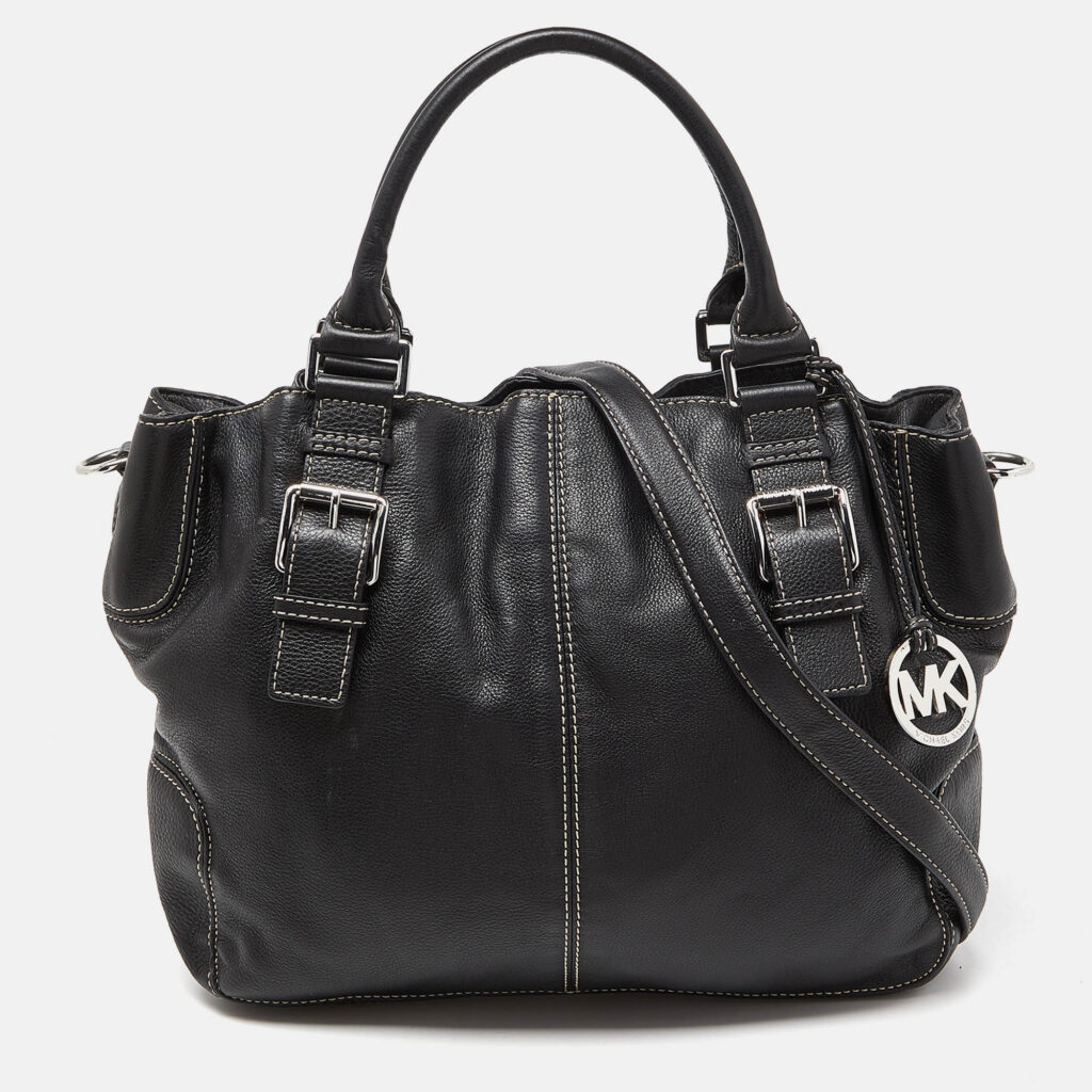 luxury-women-michael-michael-kors-used-handbags-p933605-012 MICHAEL Michael Kors Black Leather Brookville Tote