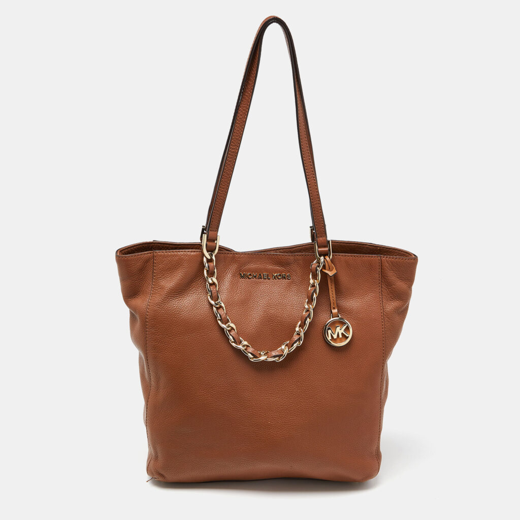luxury-women-michael-michael-kors-used-handbags-p941009-013 MICHAEL Michael Kors Brown Leather Chain Tote