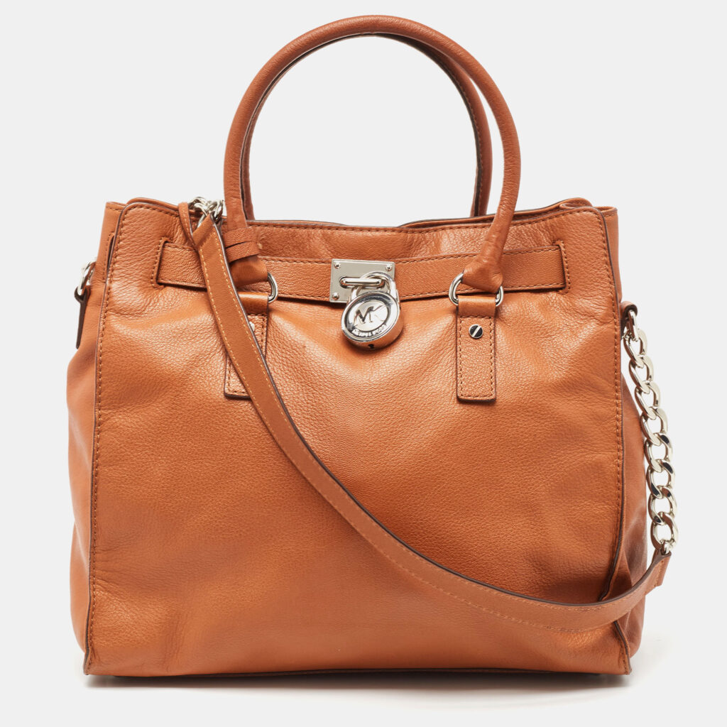 luxury-women-michael-michael-kors-used-handbags-p943432-005 MICHAEL Michael Kors Brown Leather Large North South Hamilton Tote
