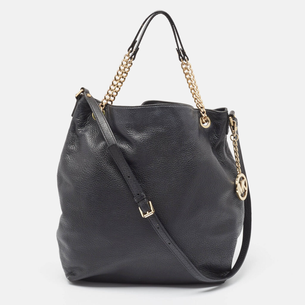 luxury-women-michael-michael-kors-used-handbags-p952916-018 MICHAEL Michael Kors Black Leather Charm Tote