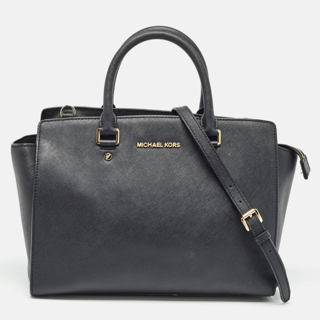 luxury-women-michael-michael-kors-used-handbags-p979704-020 MICHAEL Michael Kors Black Saffiano Leather Large Selma Satchel