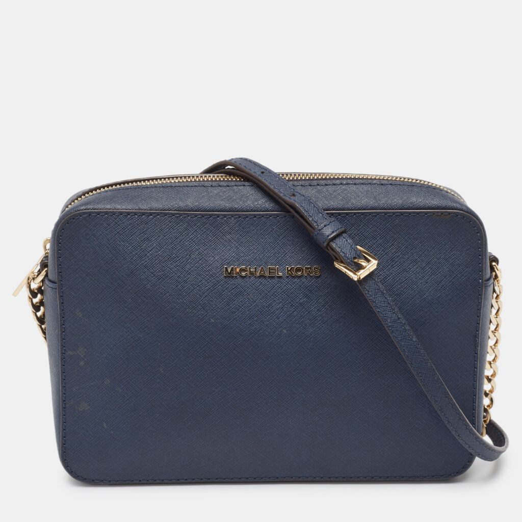 luxury-women-michael-michael-kors-used-handbags-p987719-004 MICHAEL Michael Kors Dark Blue Leather Jet Set Camera Crossbody Bag