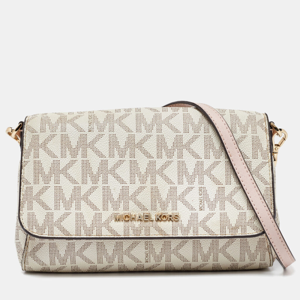 luxury-women-michael-michael-kors-used-handbags-p993149-007 MICHAEL Michael Kors Ivory Signature Coated Canvas Crossbody Bag