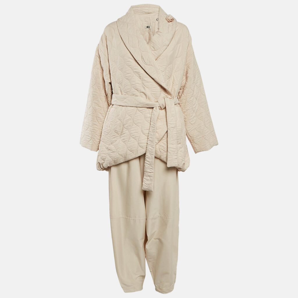 luxury-women-miin-used-clothes-p1093772-001 MIIN Cream Crepe Quilted Jacket and Pants Set M