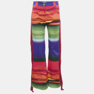 Mirae Multicolor Printed Cotton Fringed Trousers S