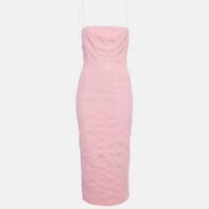 Misha Pink Crepe Sleeveless Midi Dress S