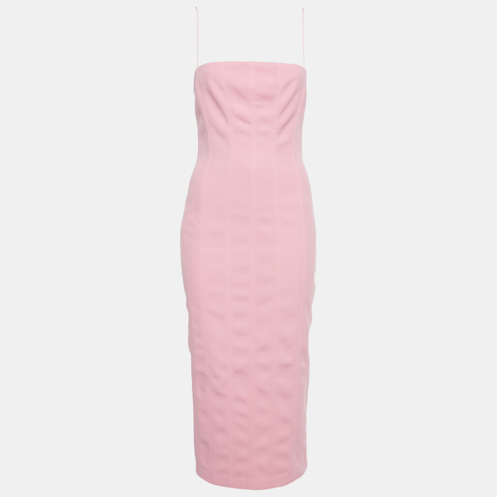 luxury-women-misha-used-clothes-p1146400-004 Misha Pink Crepe Sleeveless Midi Dress S