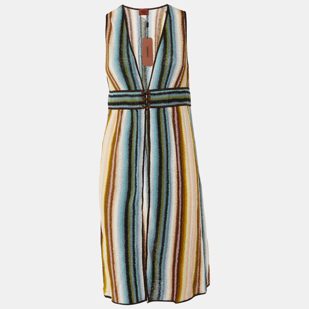 luxury-women-missoni-new-clothes-p1132728-004.jpg Missoni Multicolor Patterned Knit Hook Front Sleeveless Shrug M