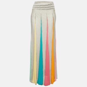 Missoni Sport Grey  Striped Knit Flared Maxi Skirt M