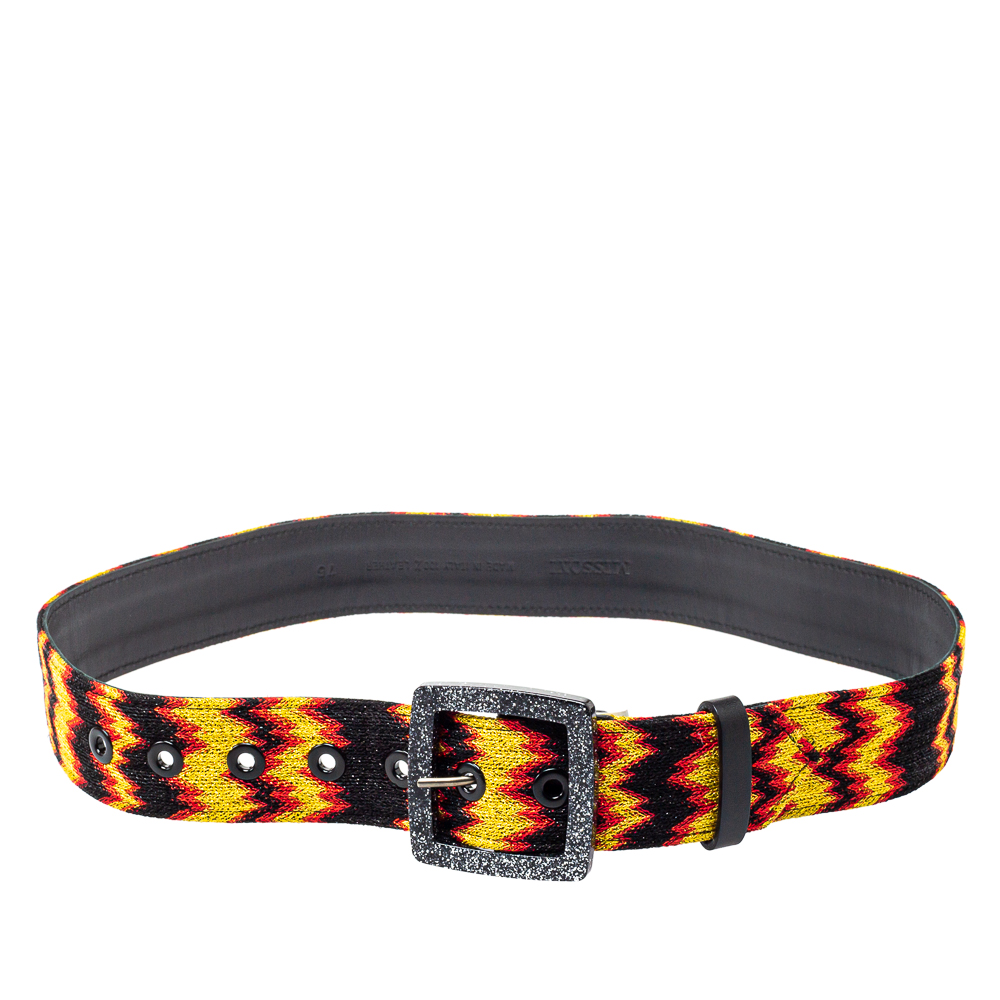 luxury-women-missoni-used-accessories-p402914-002 Missoni Multicolour Fabric and Leather Buckle Belt 75 CM