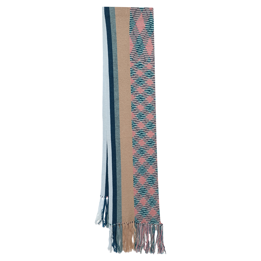 luxury-women-missoni-used-accessories-p595952-001-2 Missoni Multicolor Patterned Wool Knit Fringed Stole