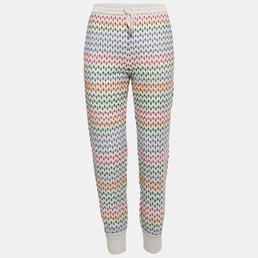 luxury-women-missoni-used-clothes-p1034001-003 Missoni Grey Patterned Knit Jogger Pants S