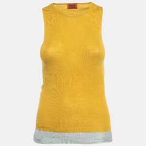 Missoni Yellow Wool Rib Knit Tank Top M