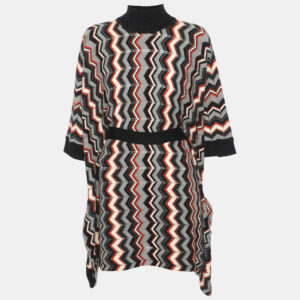 Missoni Multicolor Zig Zag Pattern Stretch Knit Cape L