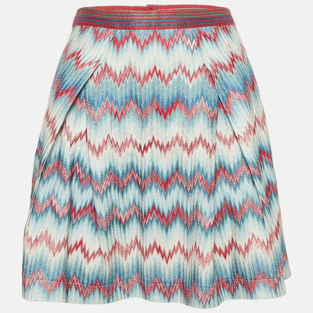 Missoni Blue Chevron Pattern Knit Mini Skirt S