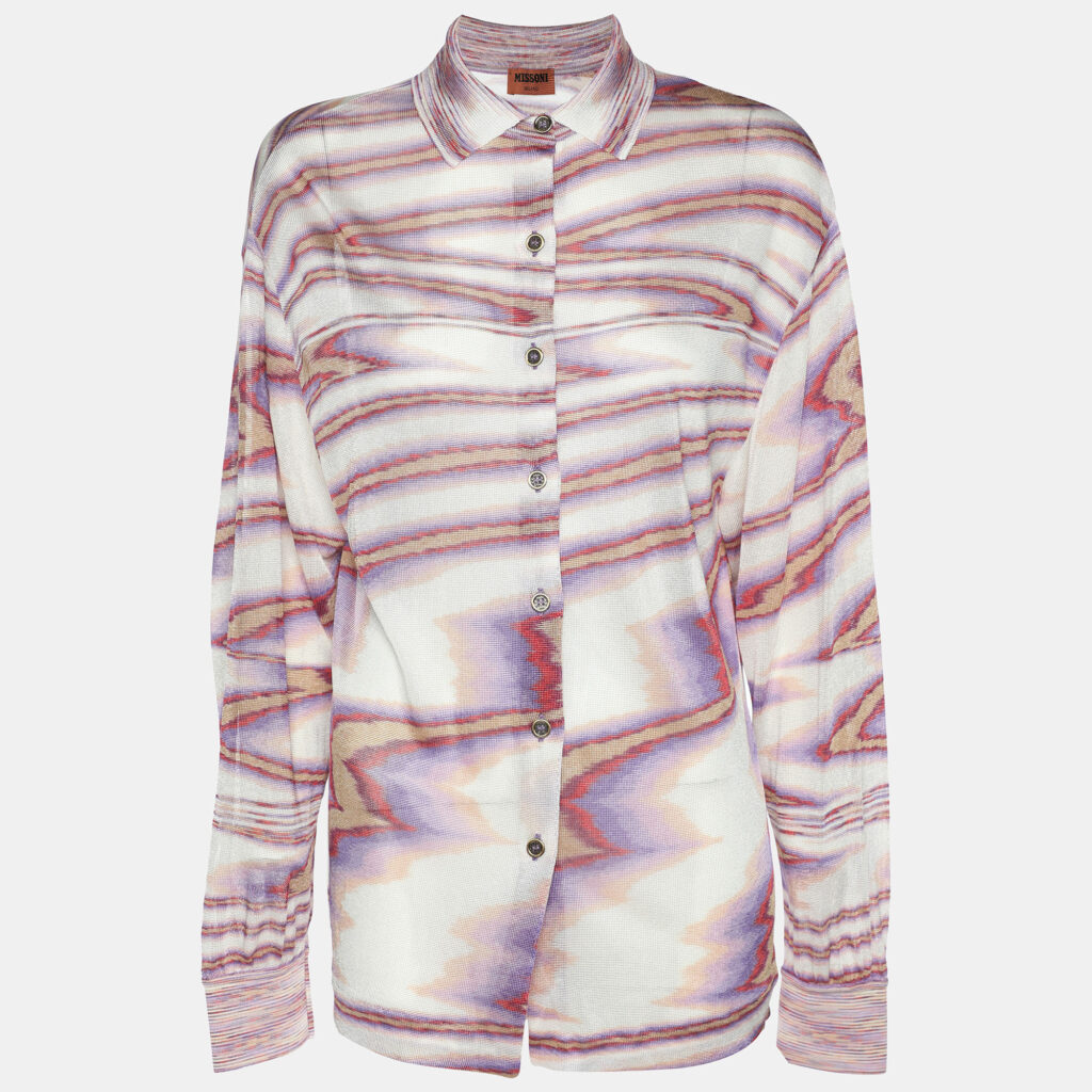 luxury-women-missoni-used-clothes-p1170426-001 Missoni Multicolor Knit Button Front Shirt S