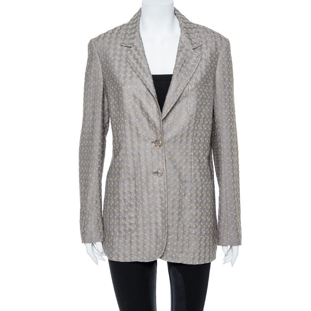 luxury-women-missoni-used-clothes-p366785-001 Missoni Gold & Grey Lurex Knit Blazer L