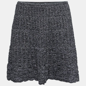 M Missoni Metallic Grey Lurex Knit Textured Flared Skirt S