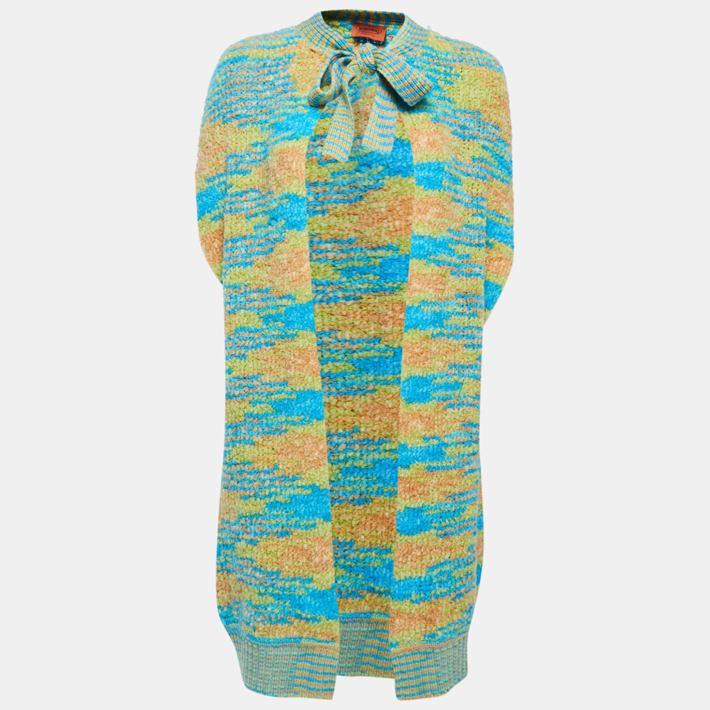 luxury-women-missoni-used-clothes-p872403-001 Missoni Multicolor Patterned Wool Blend Open Front Sleeveless Cardigan M