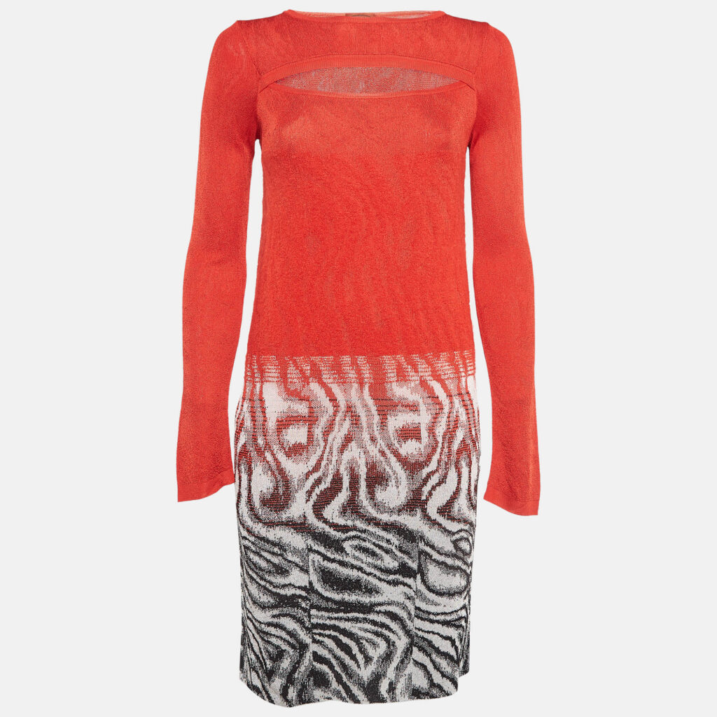luxury-women-missoni-used-clothes-p998662-001 Missoni Red Patterned Wool Blend Knit Mini Dress S