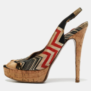 Missoni Multicolor Knit Fabric Platform  Slingback Sandals Size 36