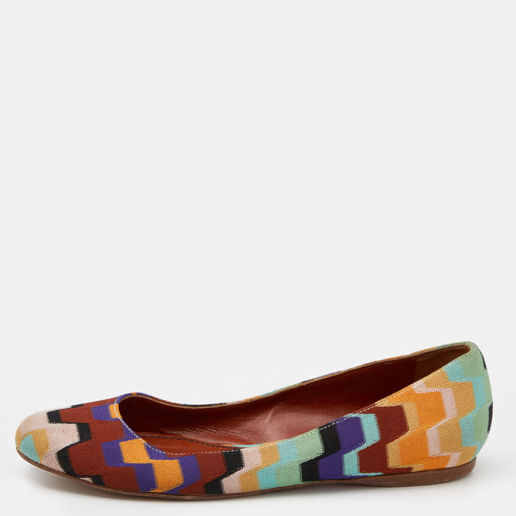 luxury-women-missoni-used-shoes-p624171-002-2 Missoni Multicolor Knit Fabric Ballet Flats Size 36