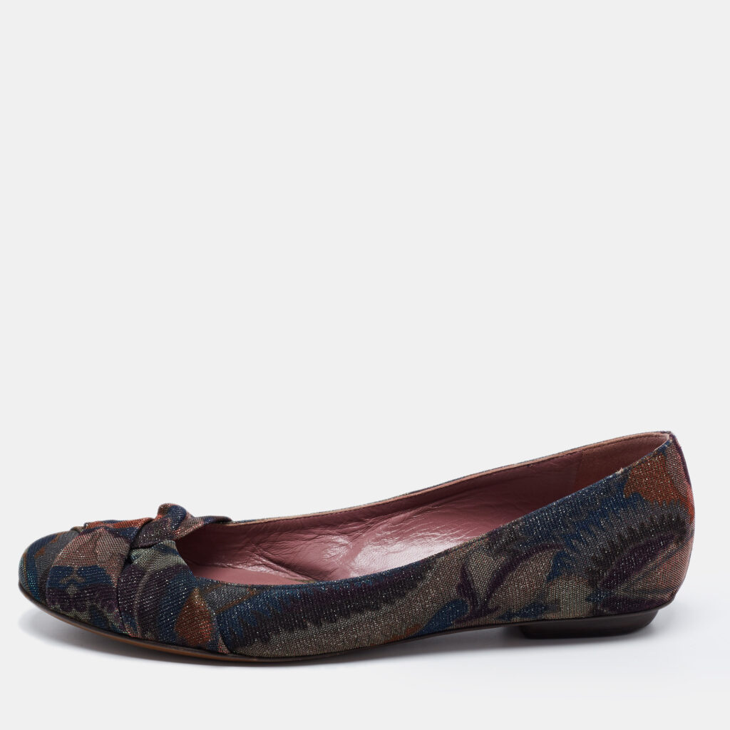 luxury-women-missoni-used-shoes-p733477-003 Missoni Multicolor Lurex Fabric Ballet Flats Size 40.5